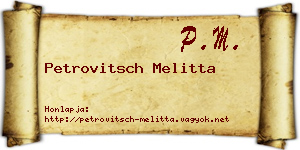 Petrovitsch Melitta névjegykártya